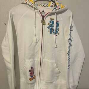 Disneyland Resorts Disney Parks 2015 Full Zip Hoodie White Womens Size M
